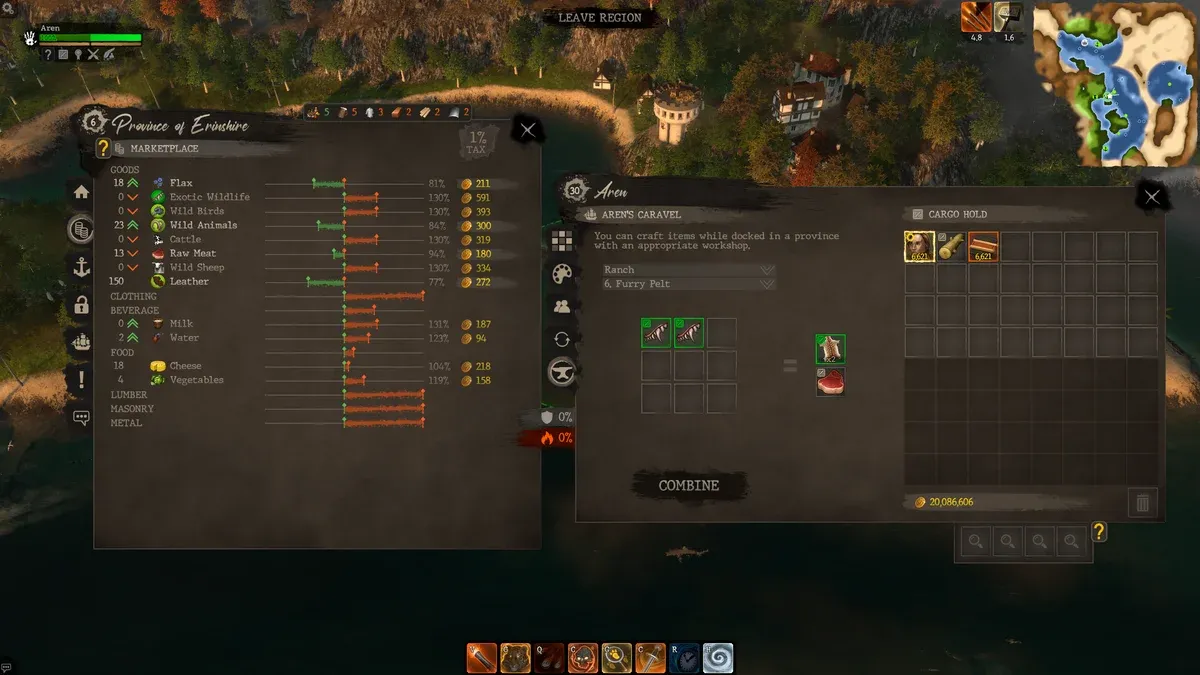 Windward Horizon marketplace showing goods for trade beside the ship's cargo hold