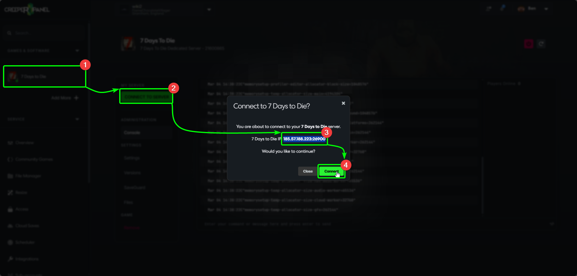 CreeperPanel 7DTD Connect