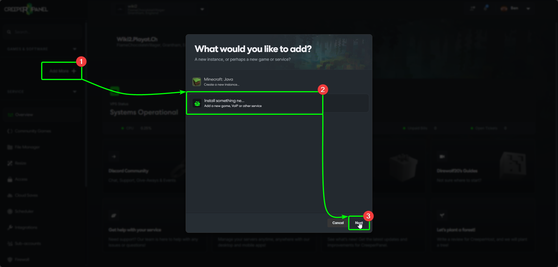 CreeperPanel 7DTD Create Instance