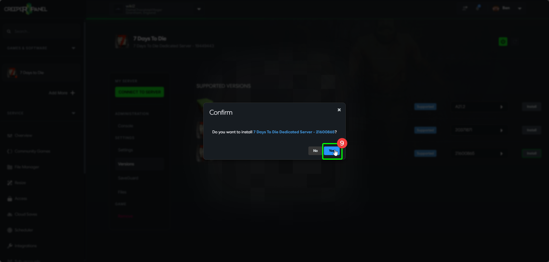 CreeperPanel 7DTD Create Instance