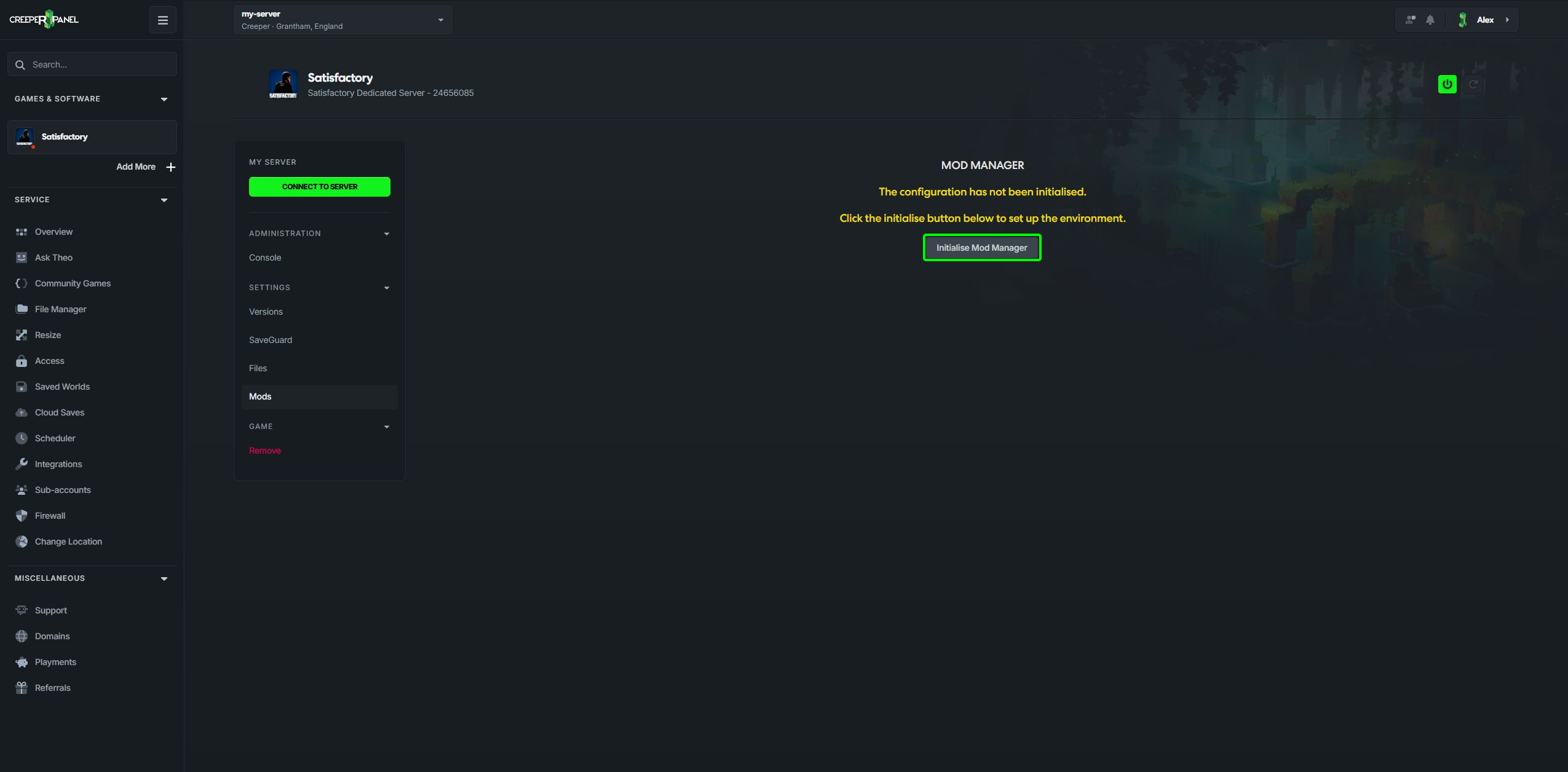 Initialise the Satisfactory mod manager