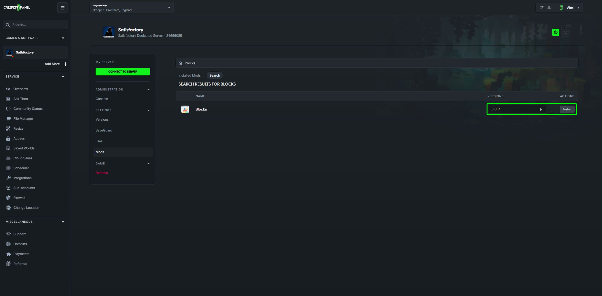 Choose a mod version and install it