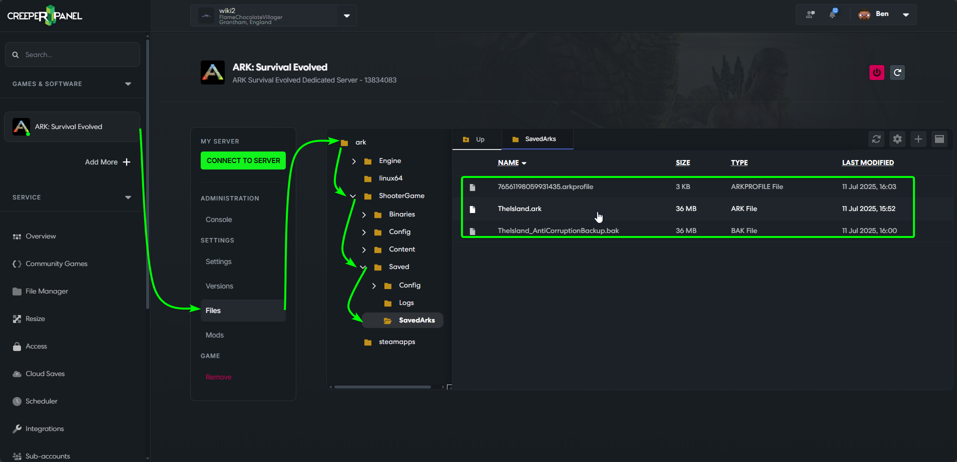 CreeperPanel Ark FileManager