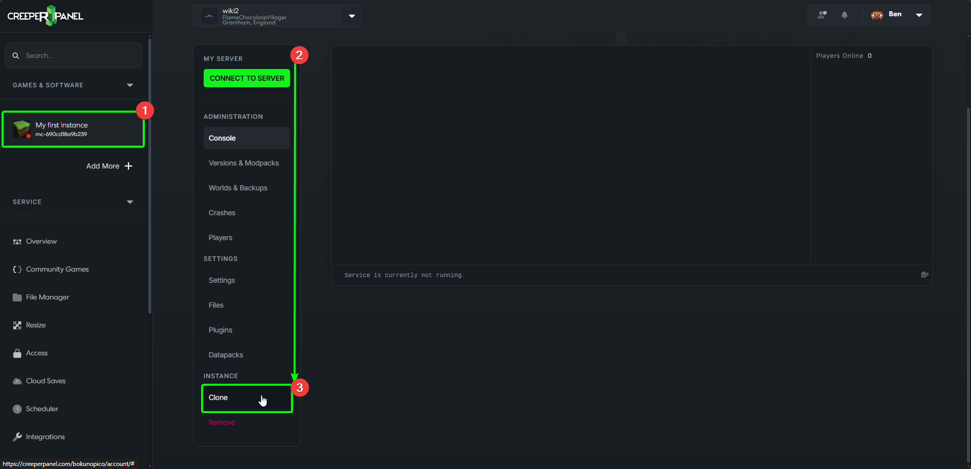 CreeperPanel Clone Instance