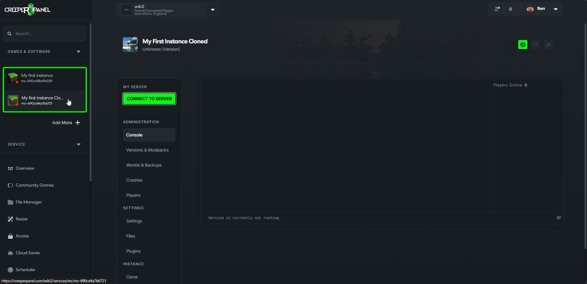 CreeperPanel Clone Instance