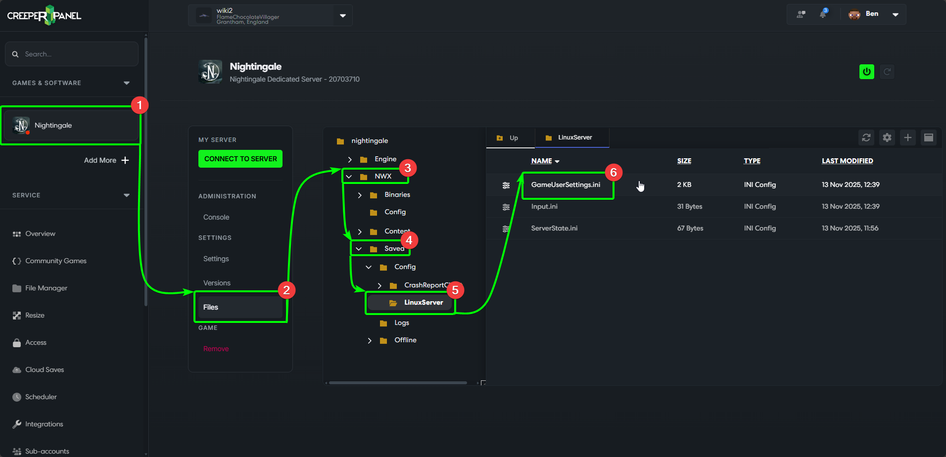CreeperPanel Configure Nightingale