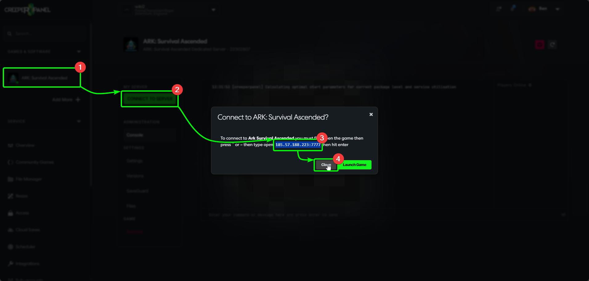 CreeperPanel ARK Connect