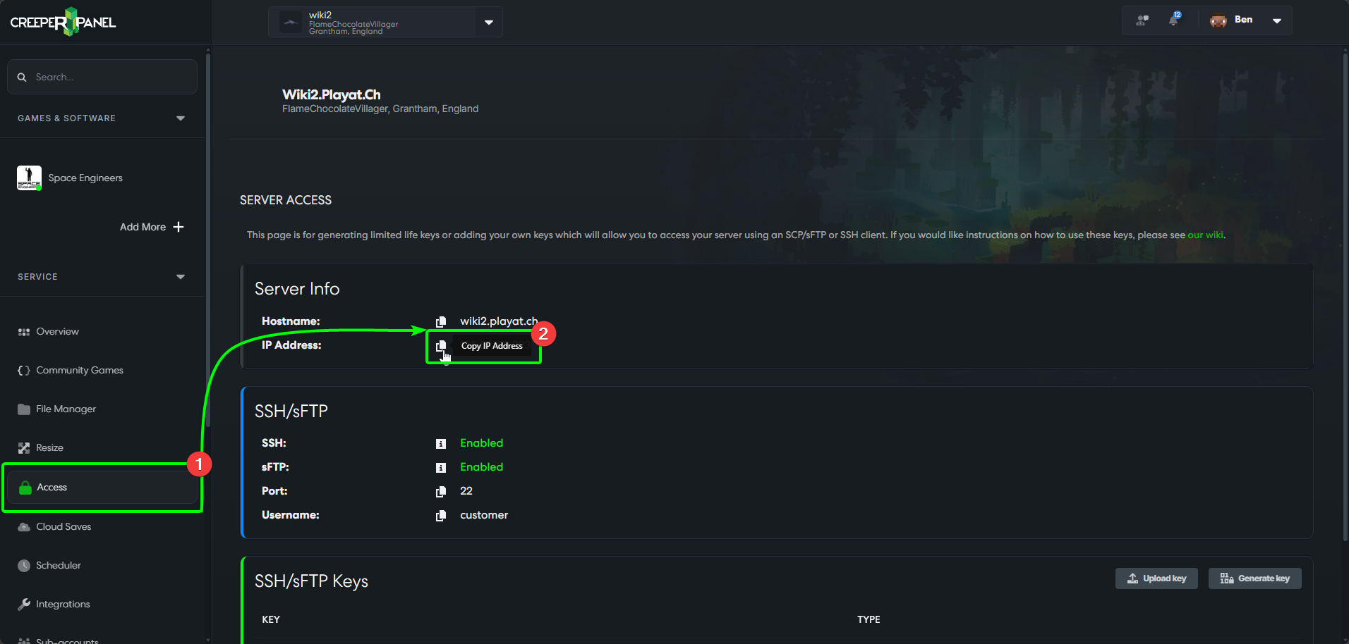 CreeperPanel Space Engineers Connect