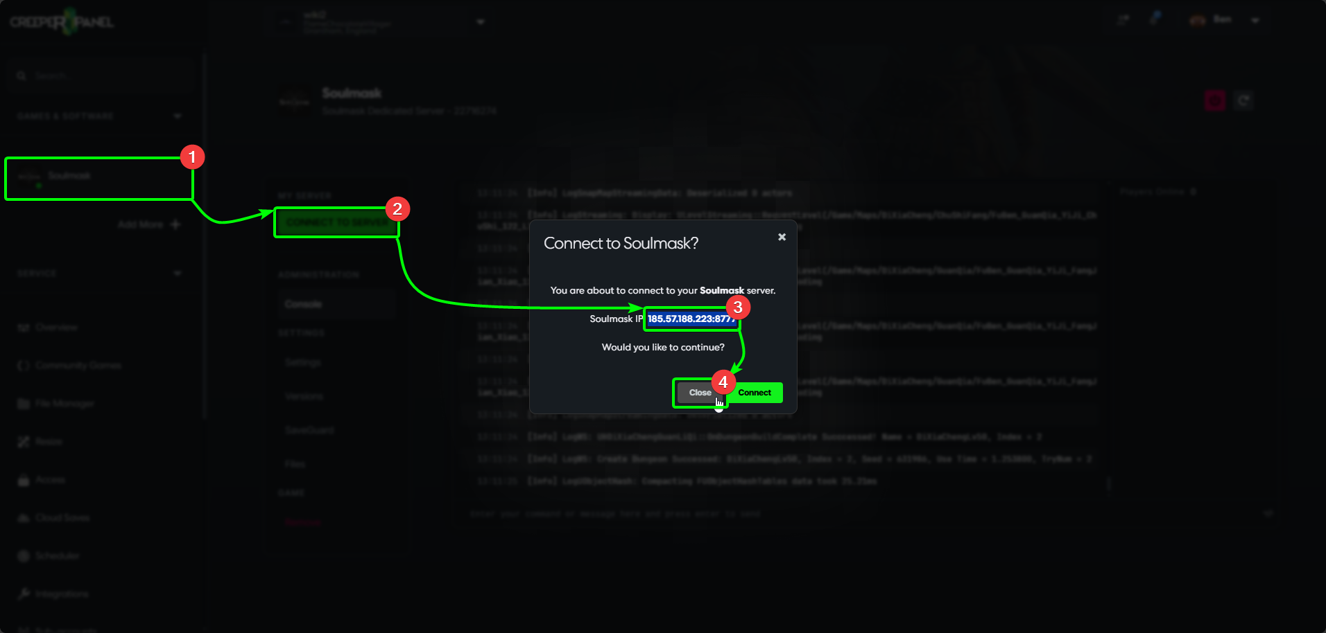 CreeperPanel Soulmask Connect