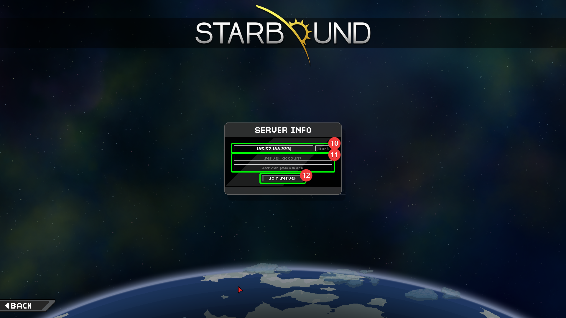 CreeperPanel Starbound Connect