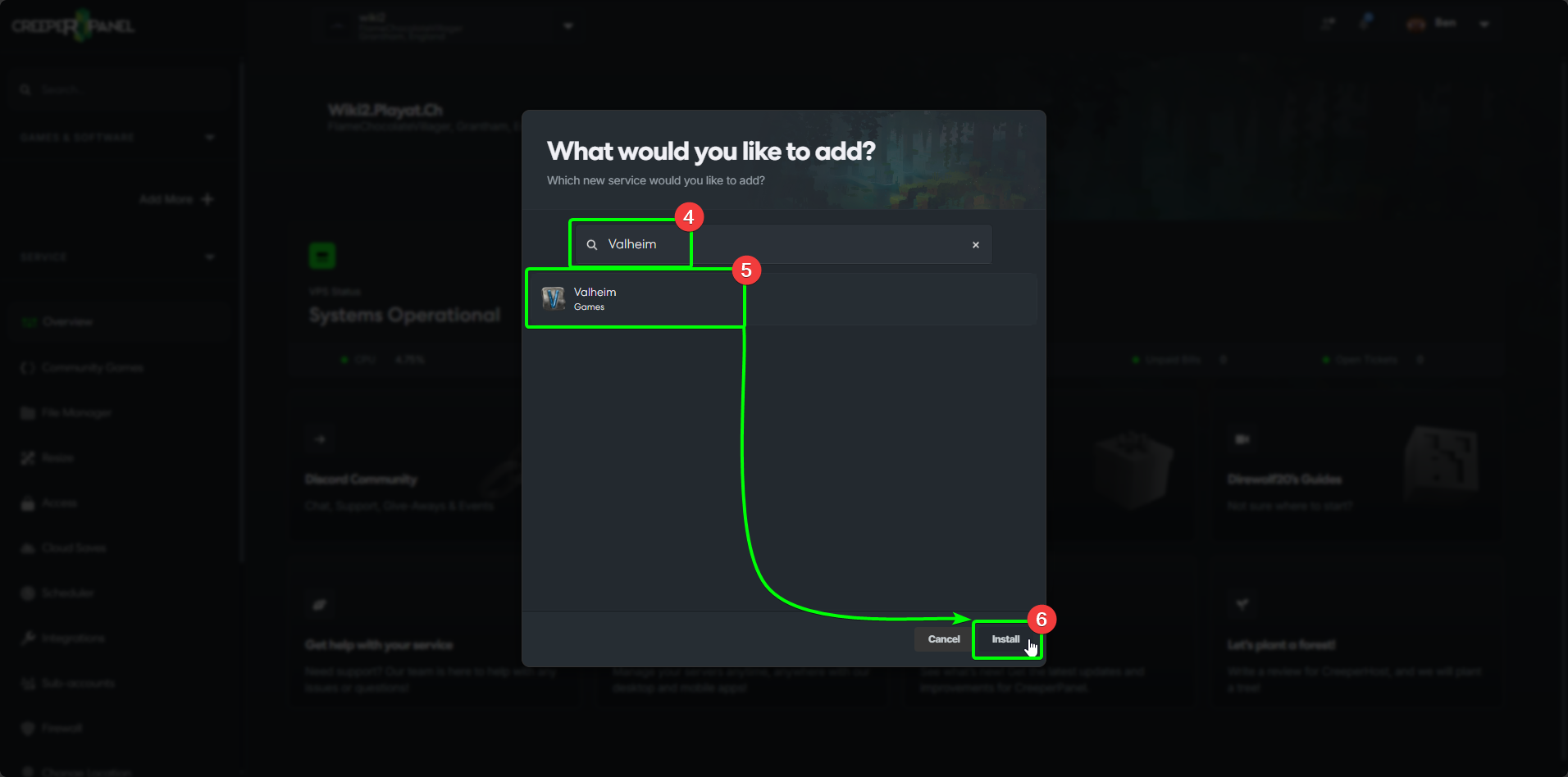 CreeperPanel Valheim Create Instance