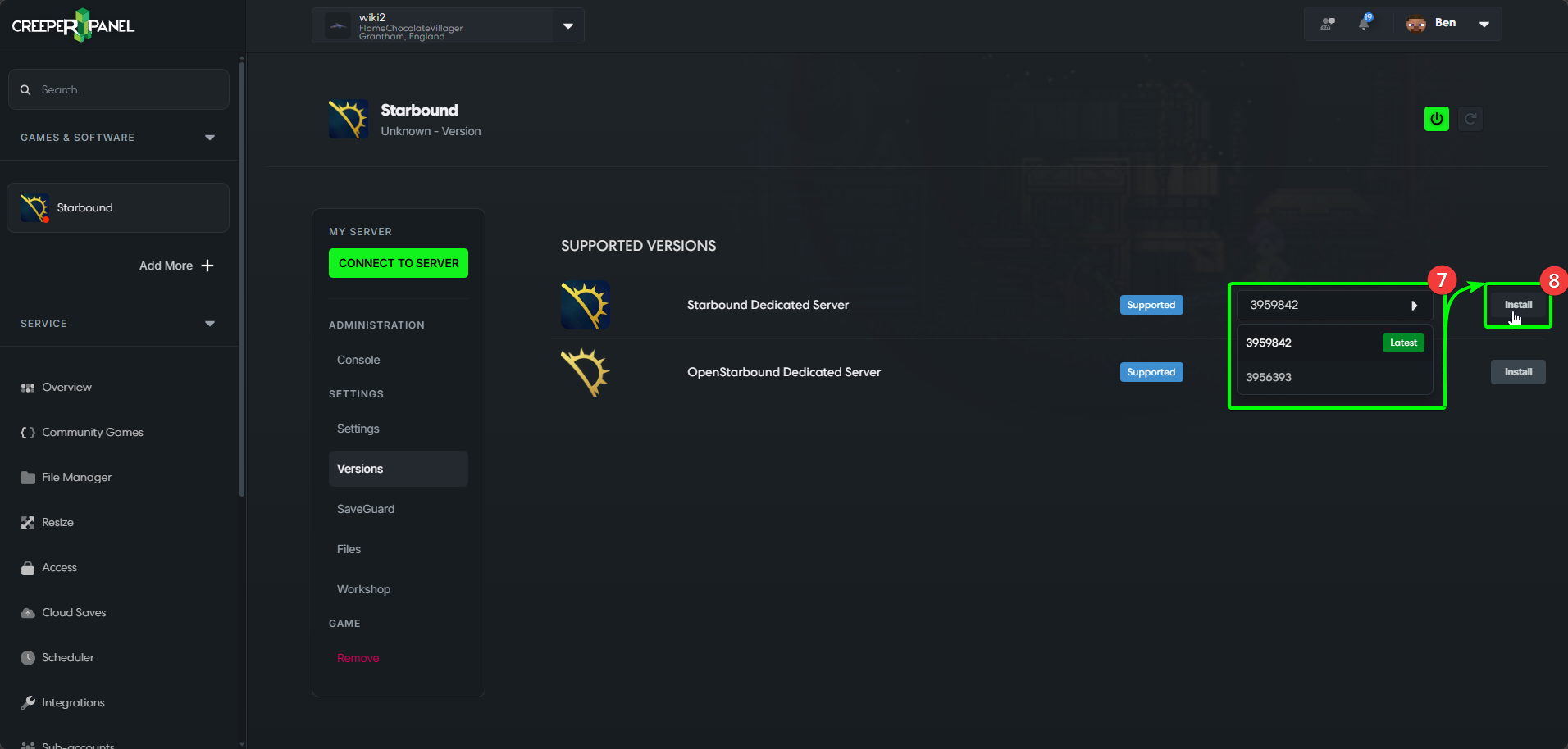 CreeperPanel Starbound Install