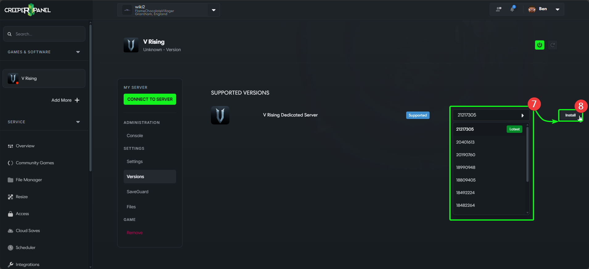CreeperPanel VRising Install