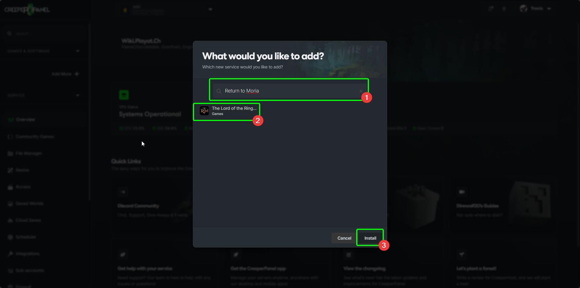 CreeperPanel Service search