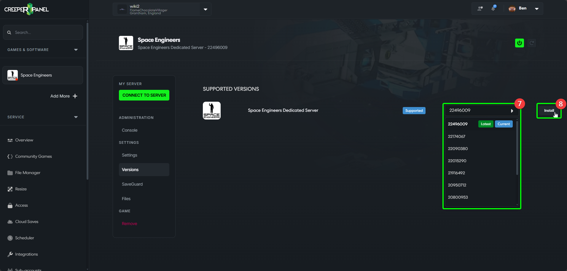 CreeperPanel Space Engineers Install