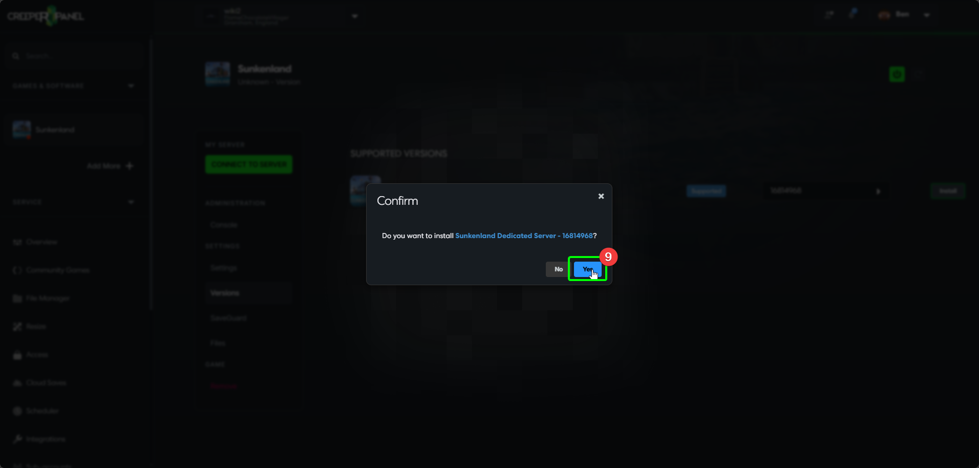 CreeperPanel Sunkenland Create Instance