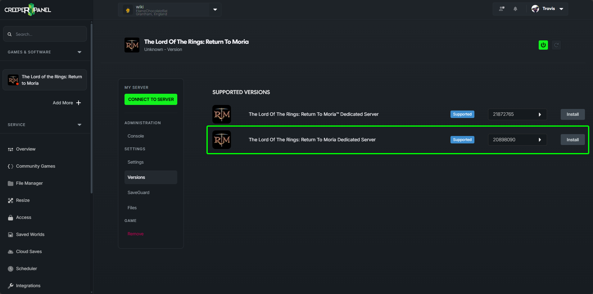 CreeperPanel Version search