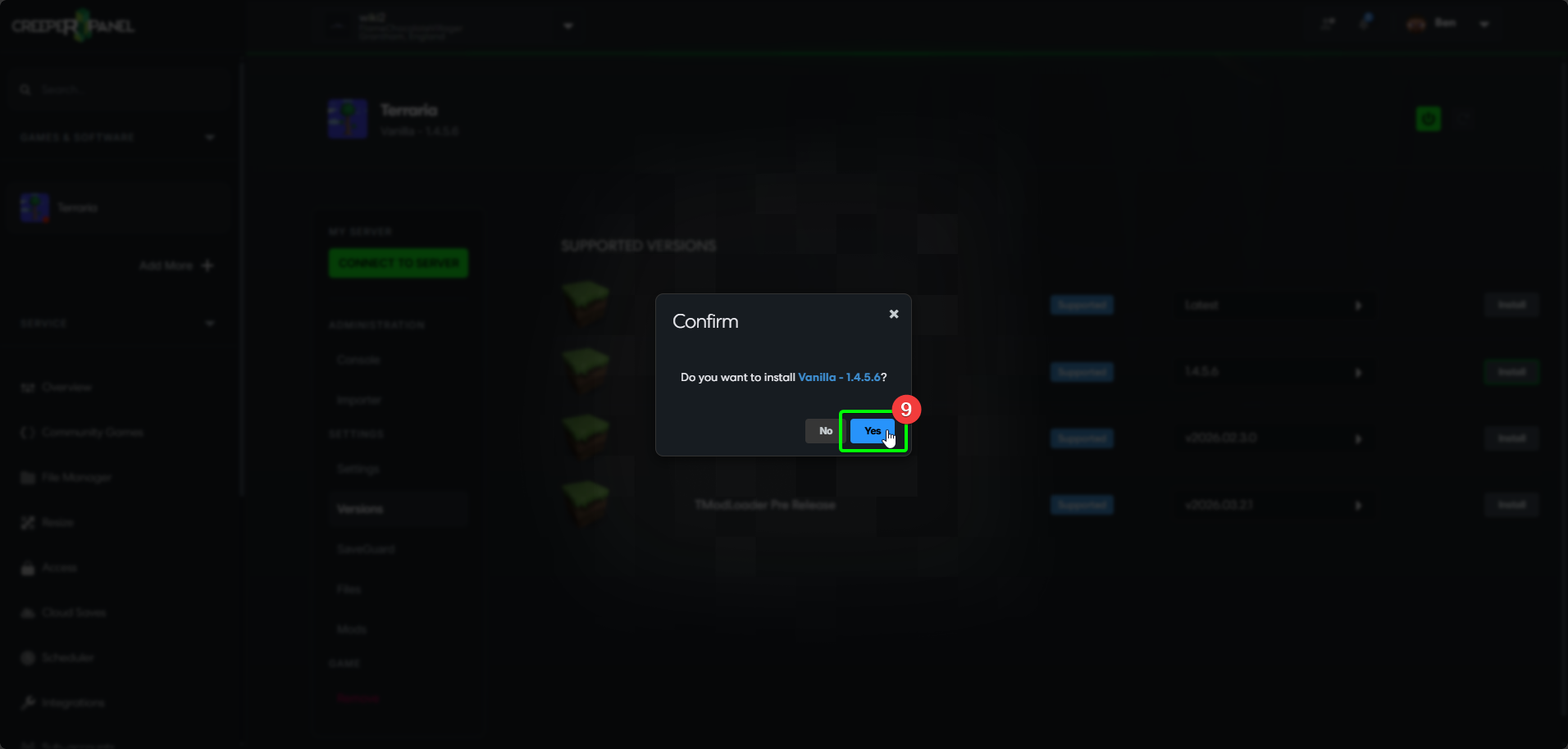 CreeperPanel Terraria Install