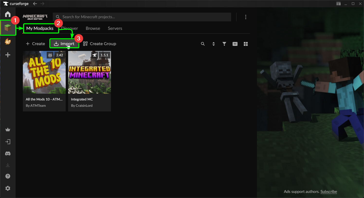 CreeperPanel CurseForge Profile Export