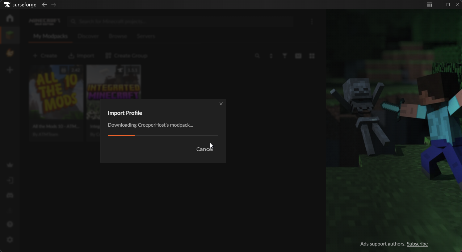 CreeperPanel CurseForge Profile Export