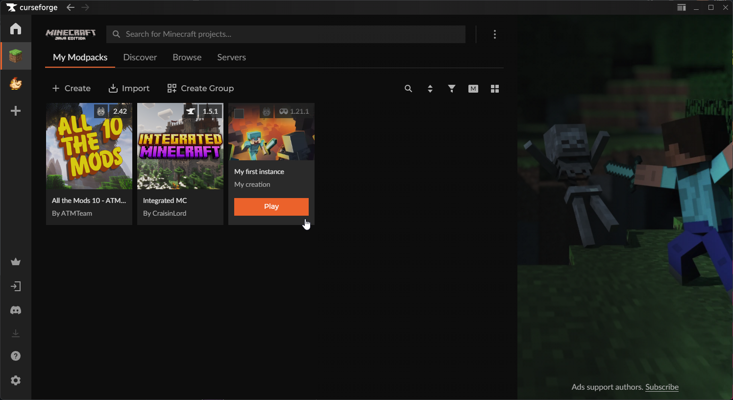 CreeperPanel CurseForge Profile Export