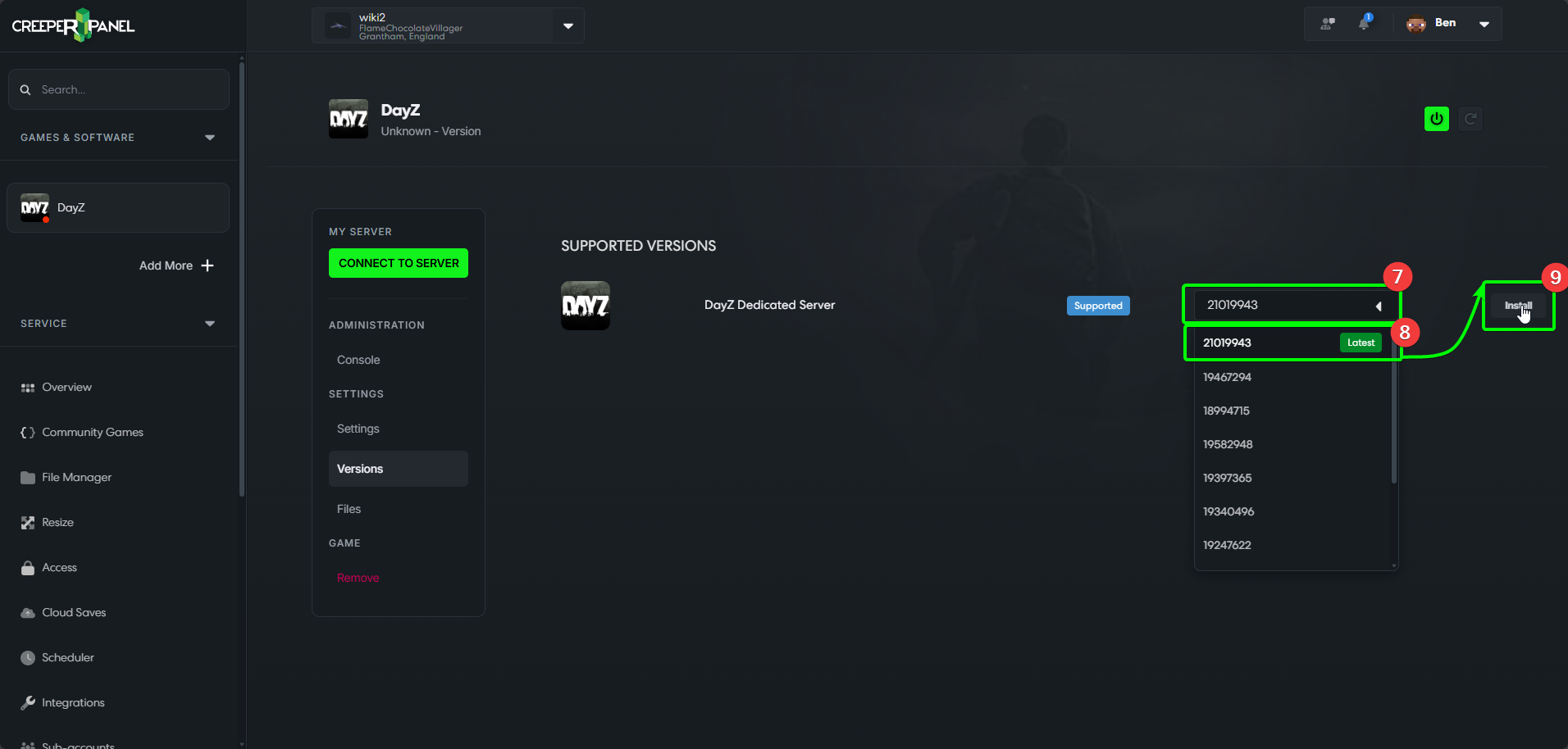 CreeperPanel DayZ Create