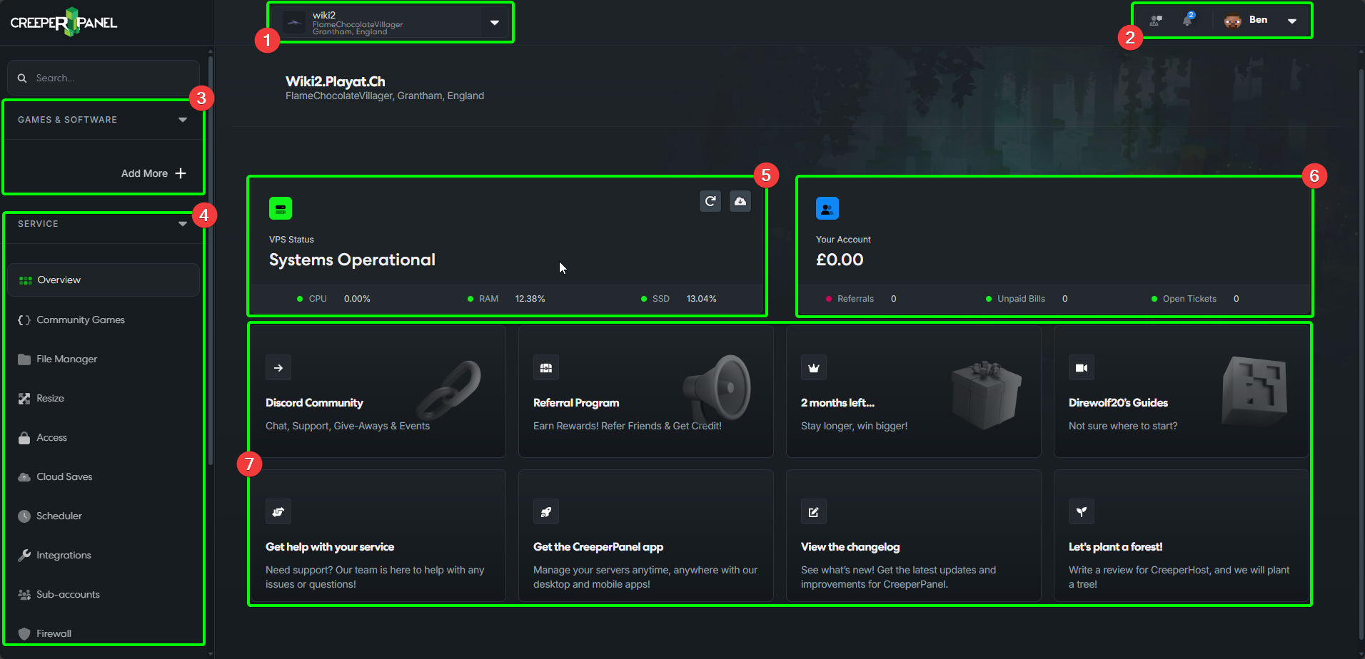 CreeperPanel Navigation