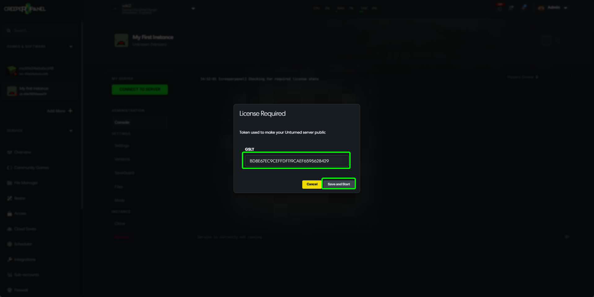 CreeperPanel Unturned Licence