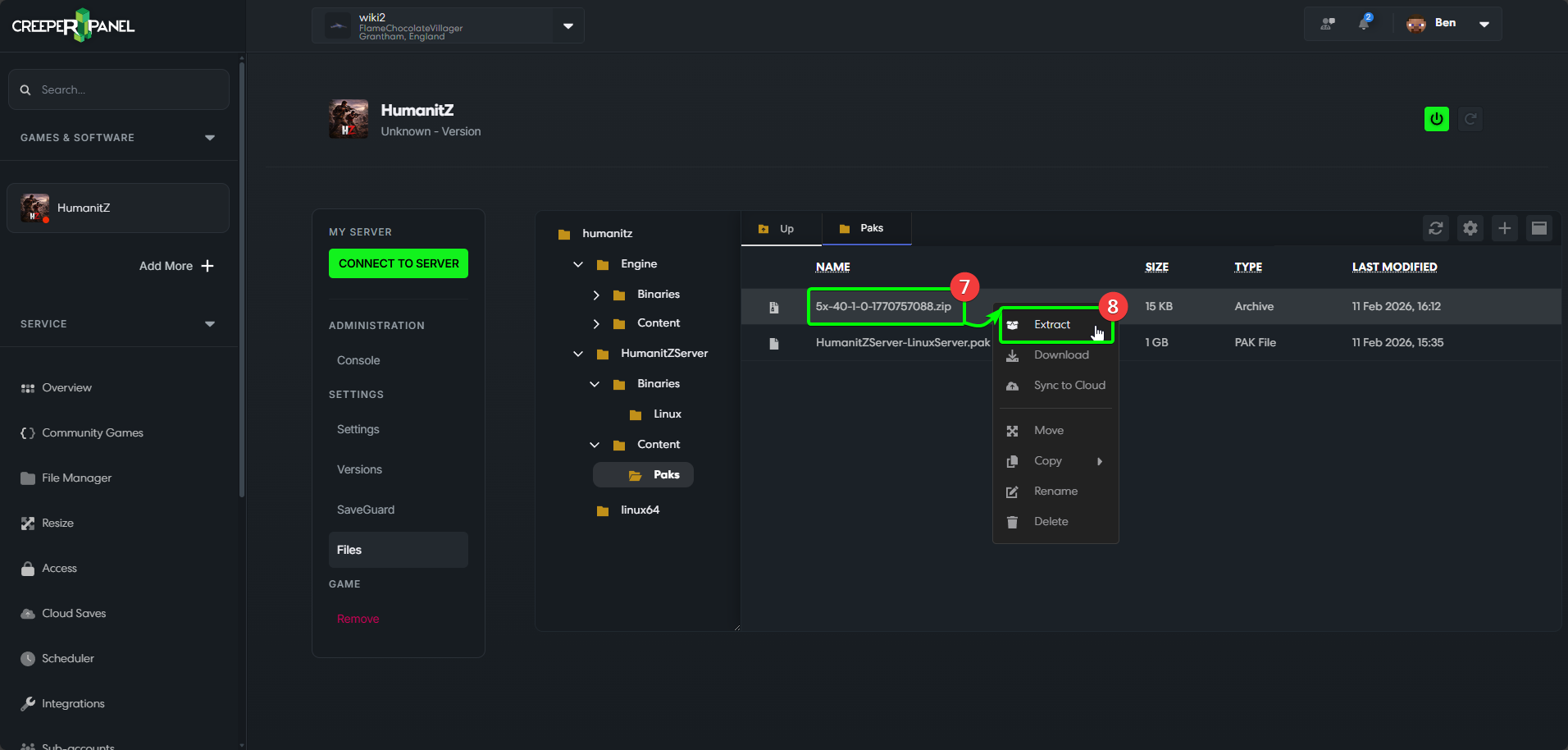 CreeperPanel HumanitZ Mods