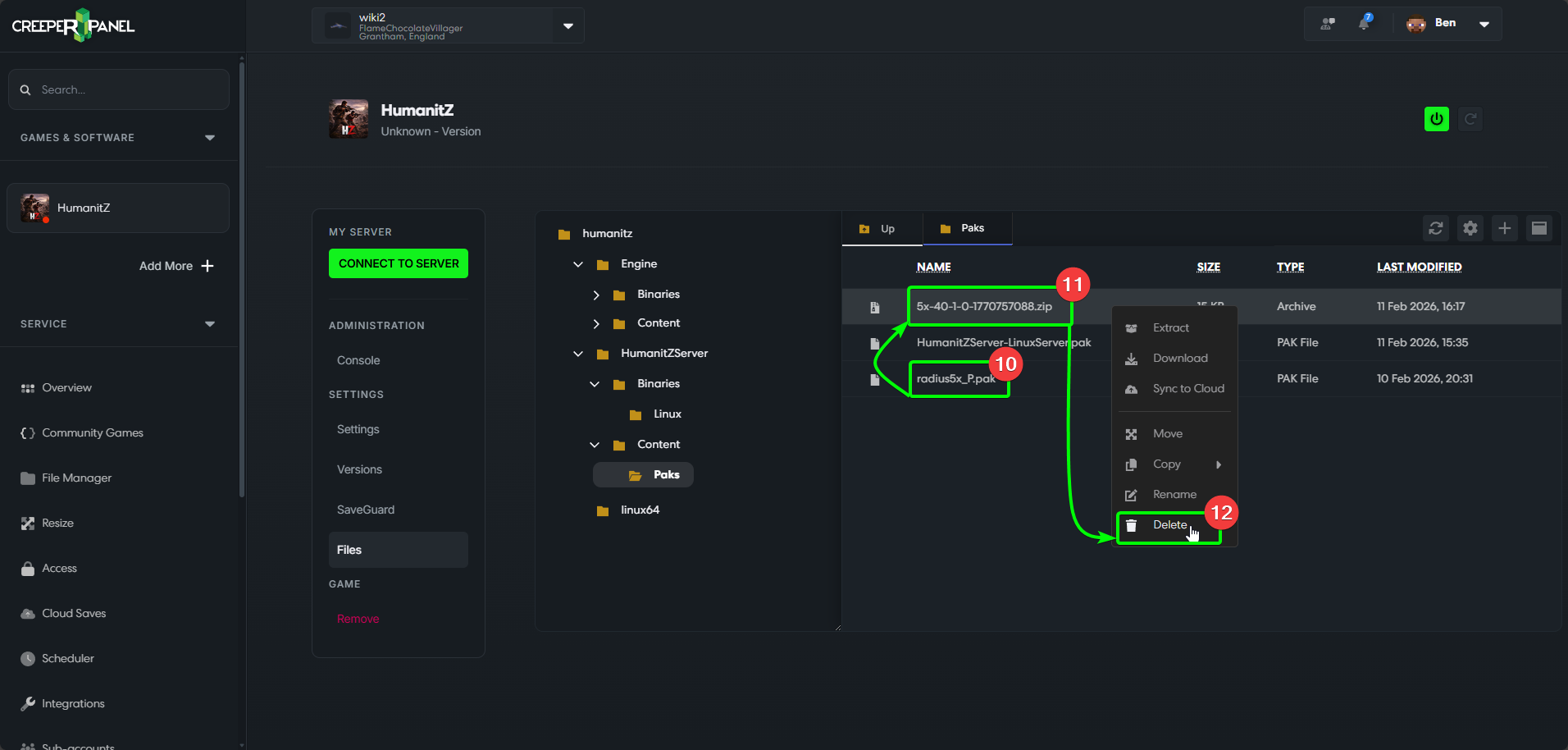 CreeperPanel HumanitZ Mods