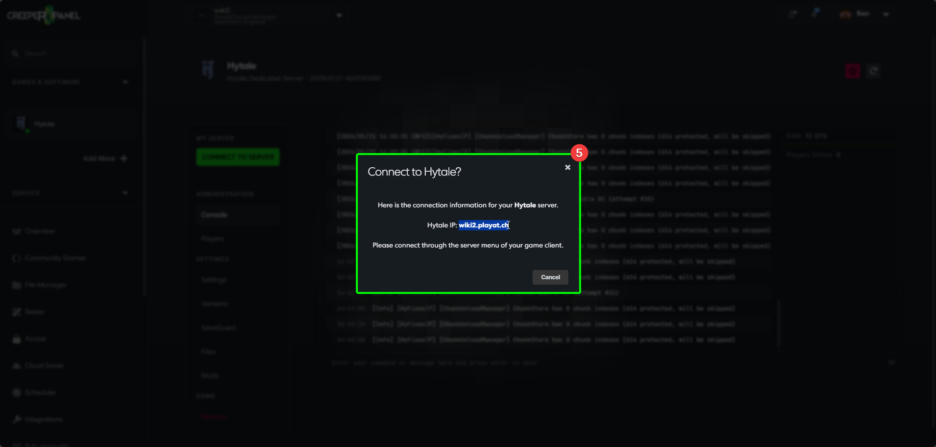 CreeperPanel Hytale Connect