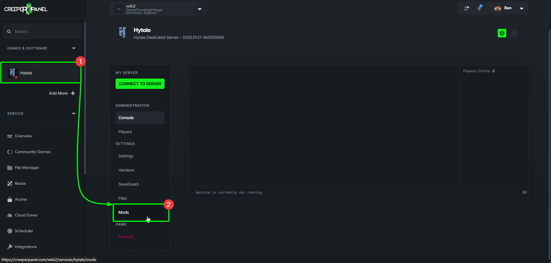 CreeperPanel Hytale Mods