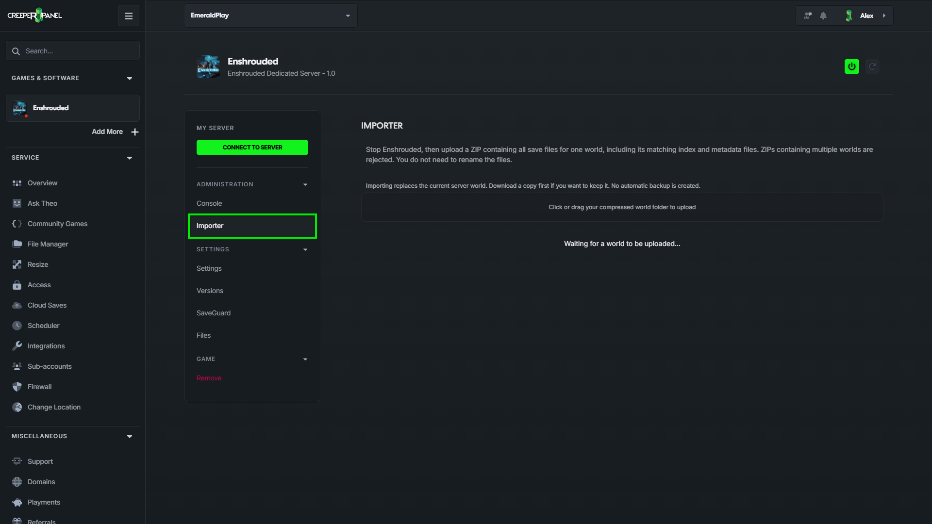 CreeperPanel Enshrouded Importer