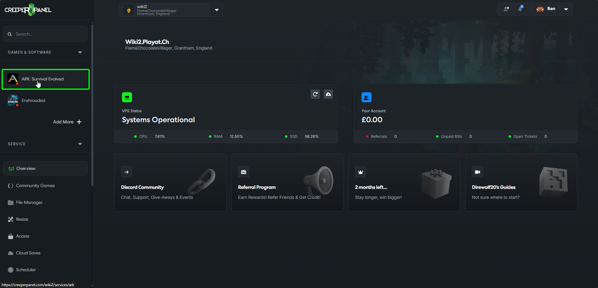CreeperPanel Ark SE Console