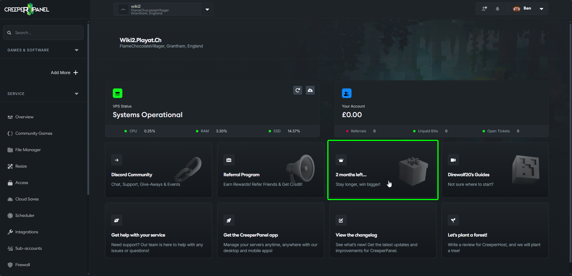 CreeperPanel Loyalty Scheme