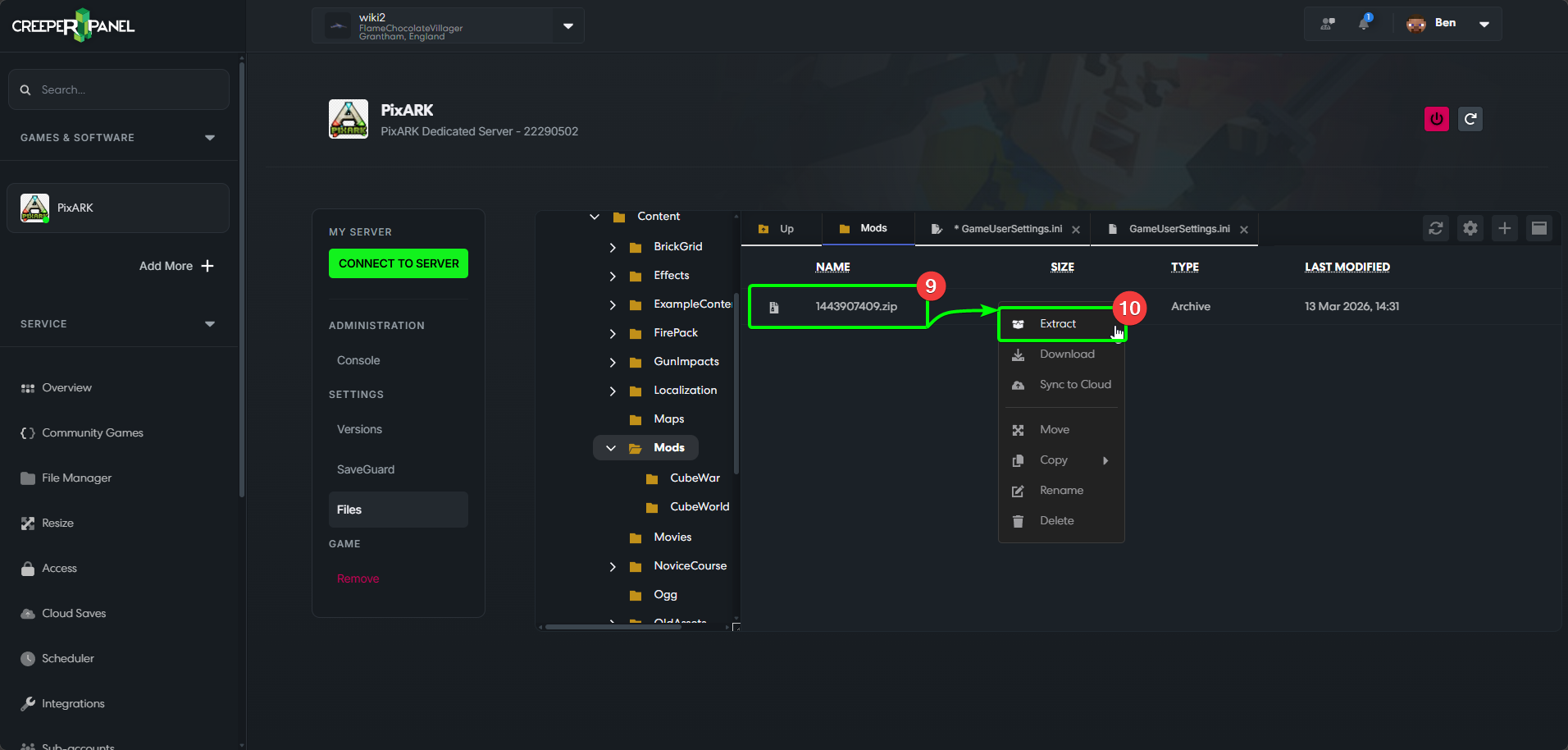 CreeperPanel PixARK Add Mods