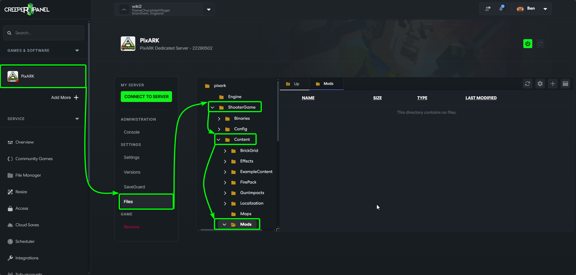 CreeperPanel PixARK Add Mods