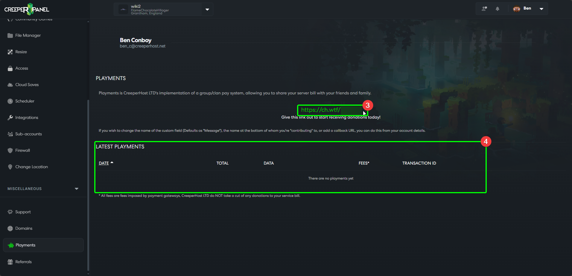 CreeperPanel Playments Scheme