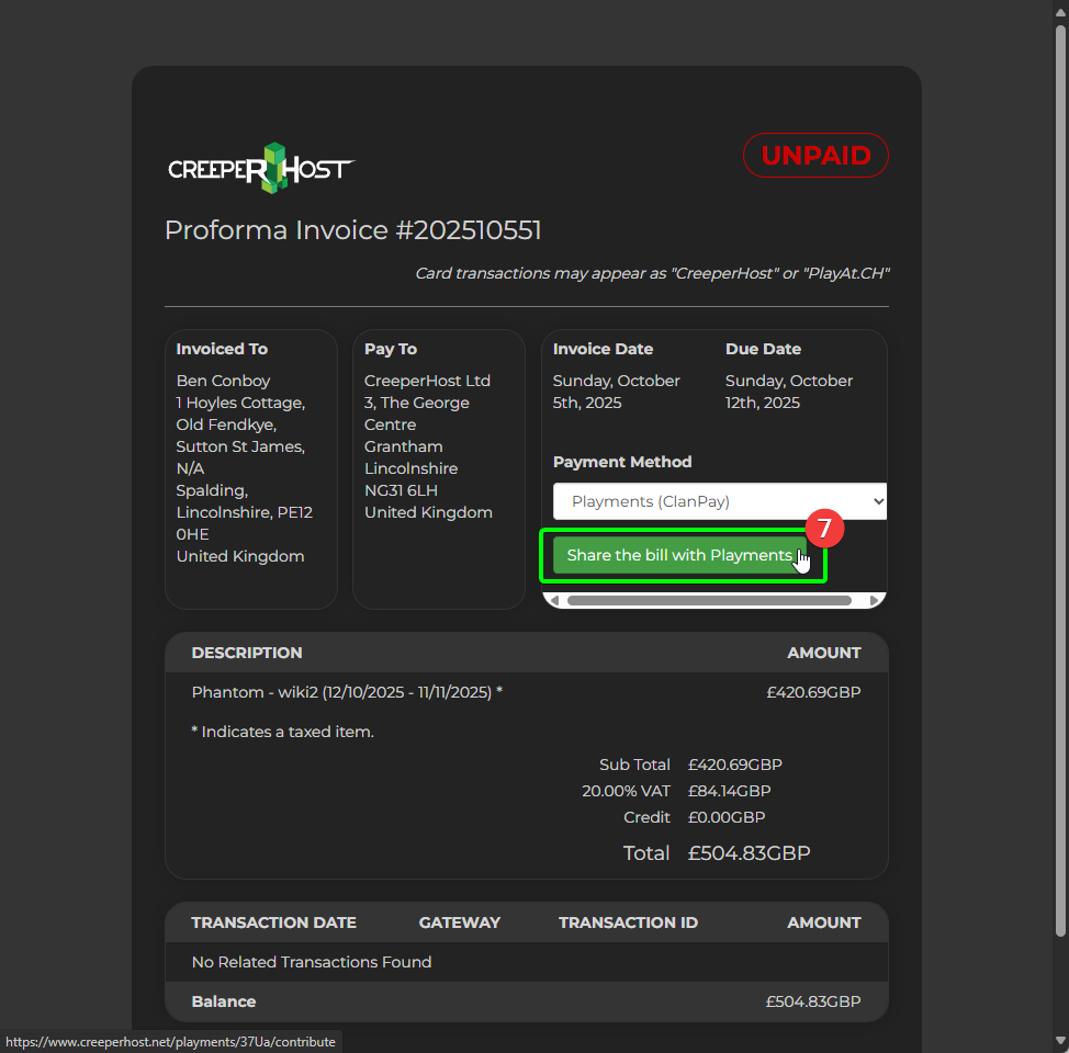 CreeperPanel Playments Scheme