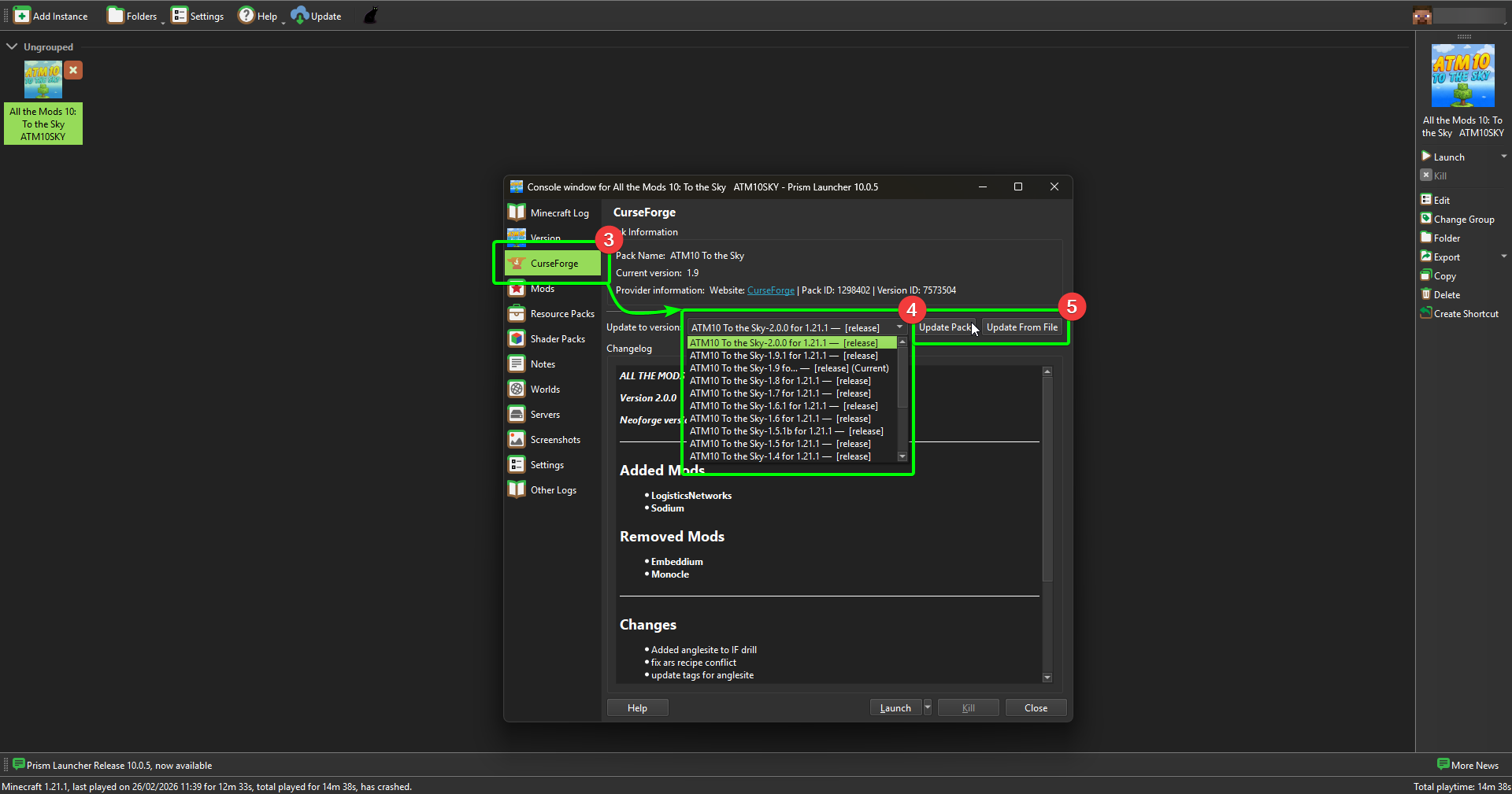 Prism Launcher Update Modpack