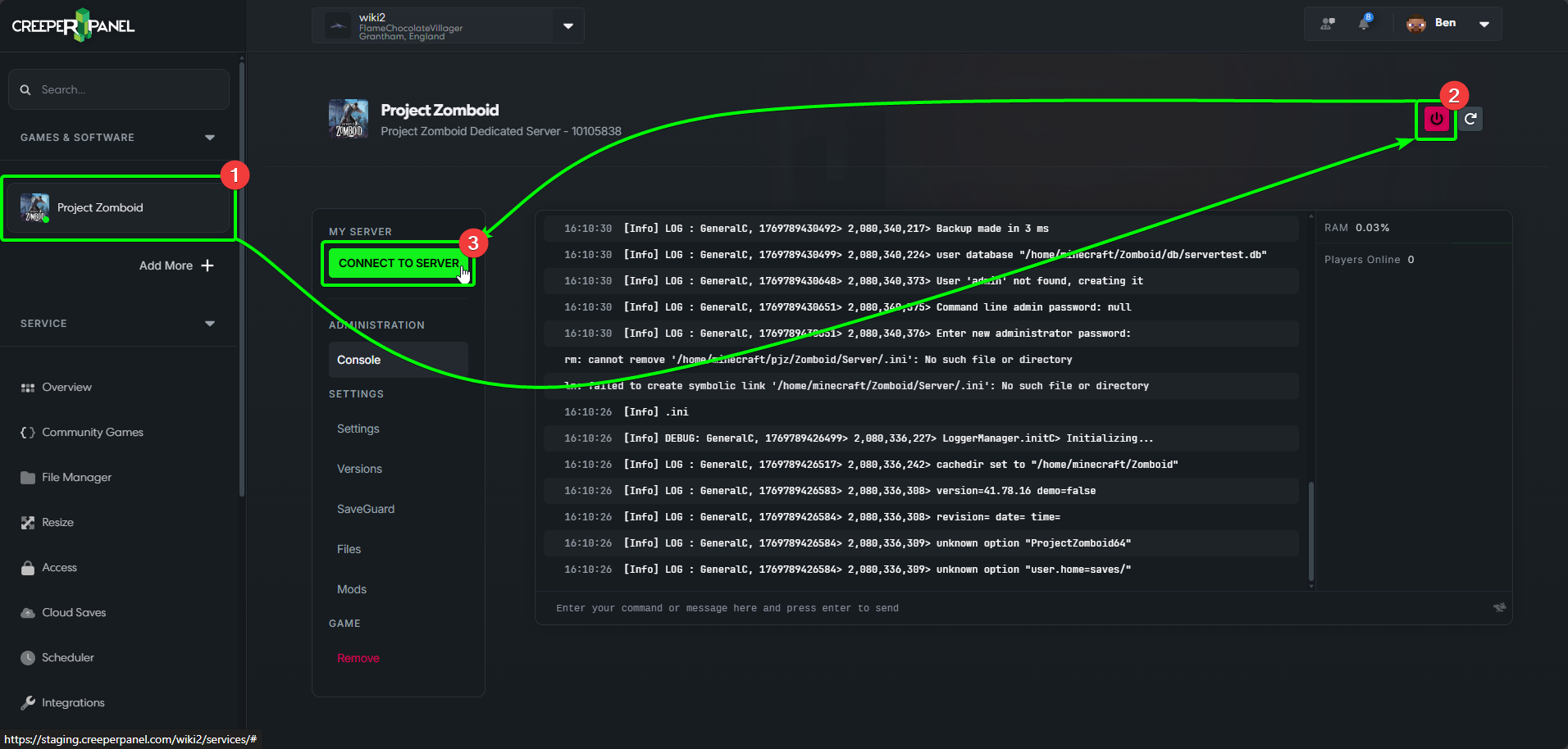 CreeperPanel ProjectZomboid Connect