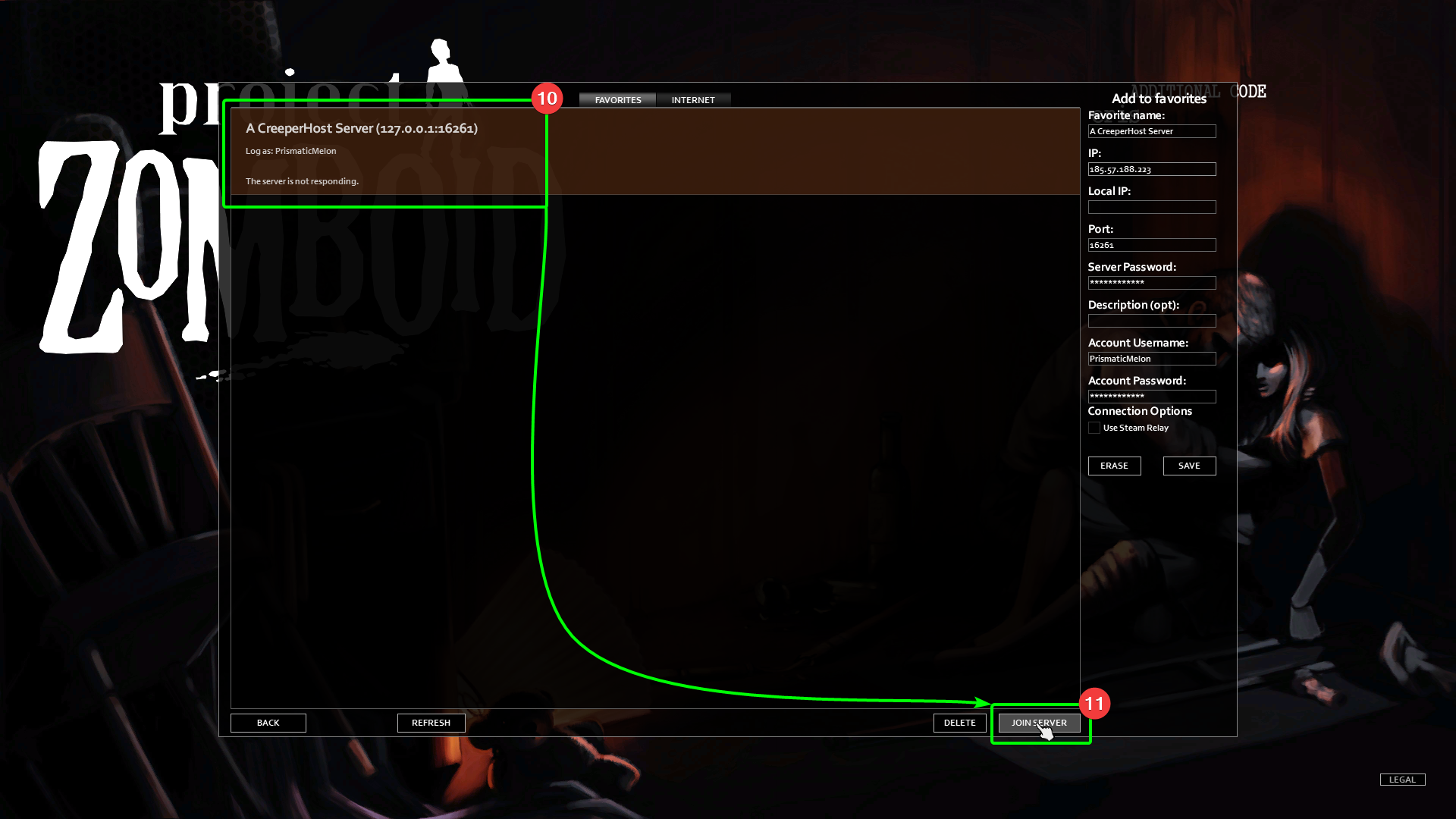 CreeperPanel ProjectZomboid Connect