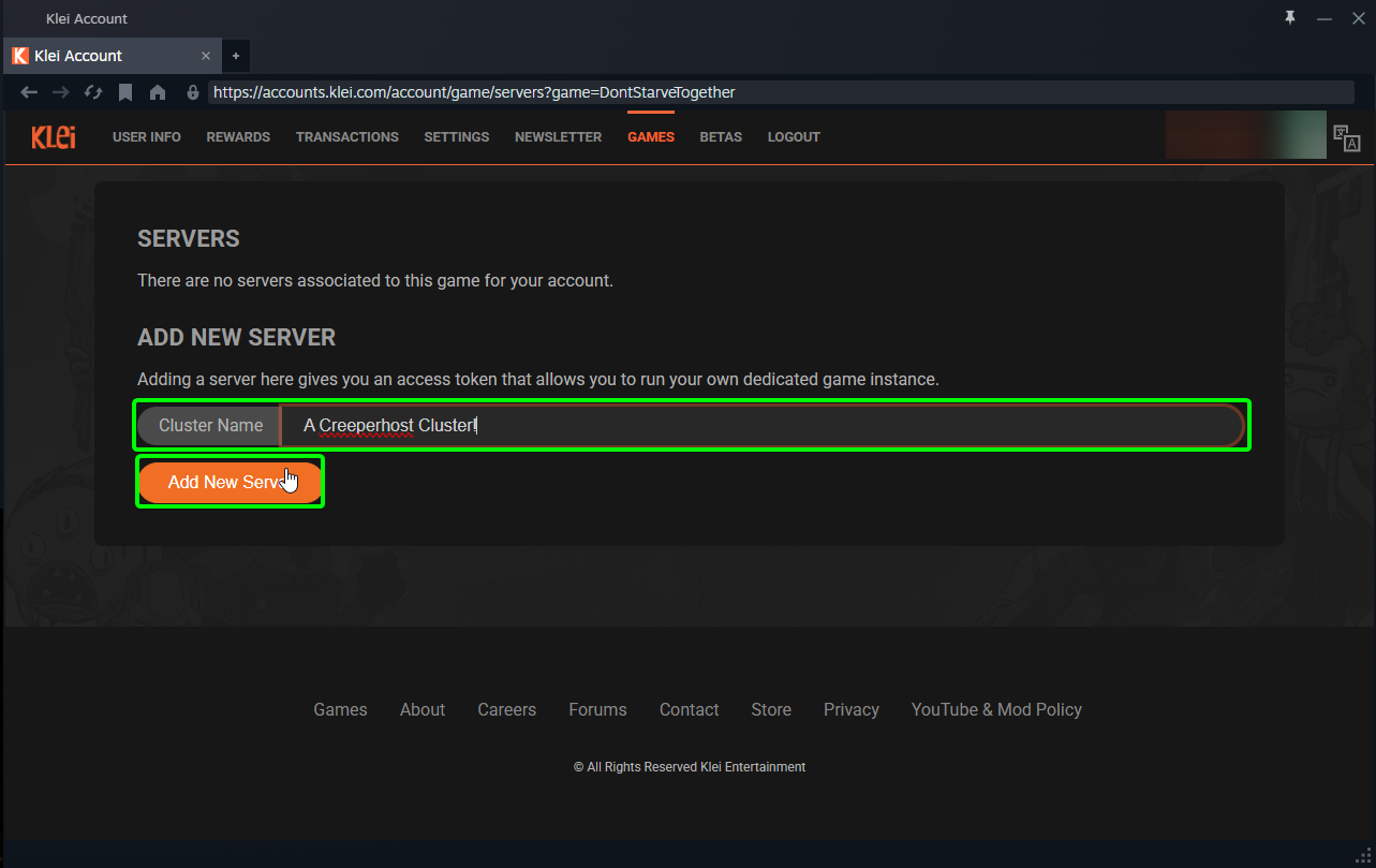DST Server Token