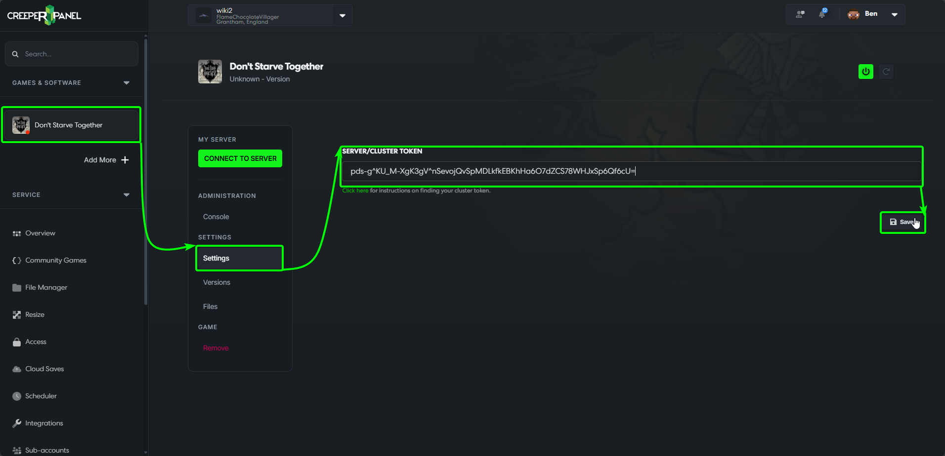 DST Server Token