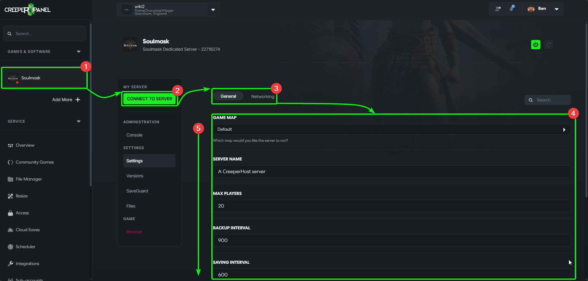 CreeperPanel Soulmask Settings