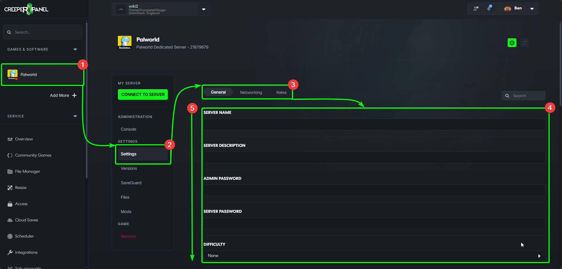 CreeperPanel Palworld Settings