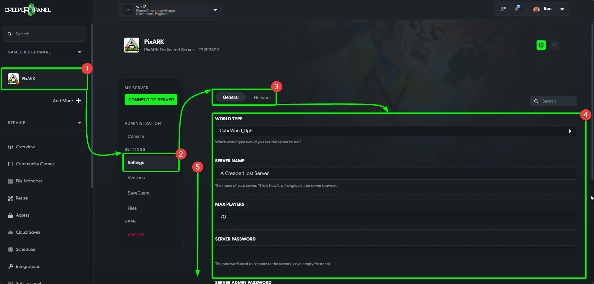 CreeperPanel PixARK Settings