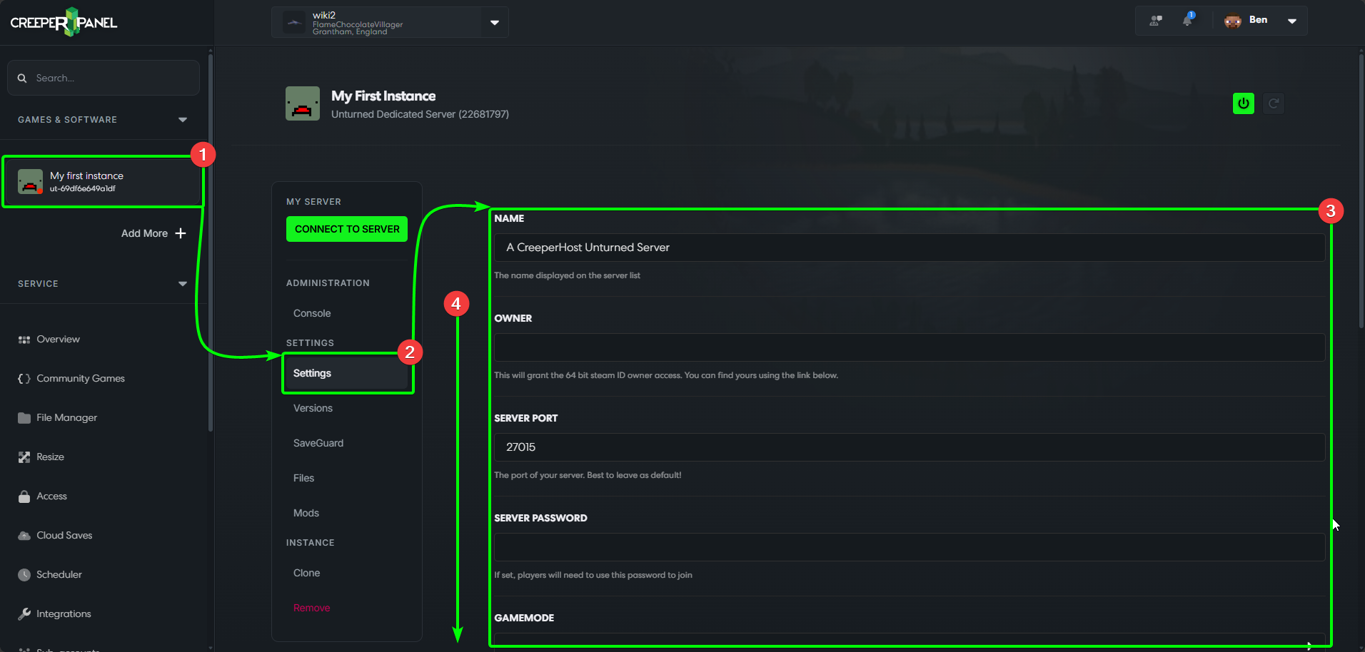 CreeperPanel Unturned Settings