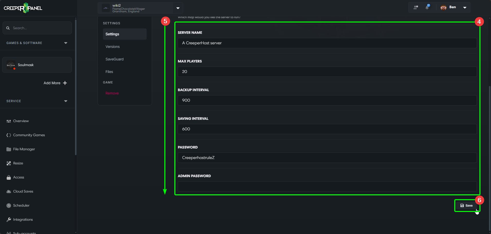 CreeperPanel Soulmask Settings
