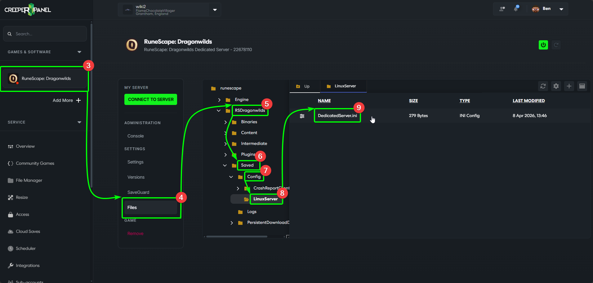 CreeperPanel RuneScape: Dragonwilds Settings